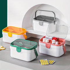 Large Capacity Medicine Box Plastic Storage Double Layer Portable