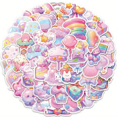50pcs Pink Candy 3D VSCO Sticker Pack Waterproof Reusable Cartoon Decals