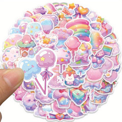 50pcs Pink Candy 3D VSCO Sticker Pack Waterproof Reusable Cartoon Decals