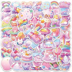 50pcs Pink Candy 3D VSCO Sticker Pack Waterproof Reusable Cartoon Decals