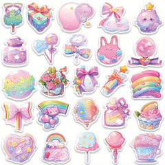 50pcs Pink Candy 3D VSCO Sticker Pack Waterproof Reusable Cartoon Decals