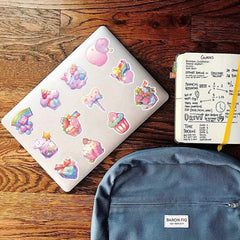 50pcs Pink Candy 3D VSCO Sticker Pack Waterproof Reusable Cartoon Decals