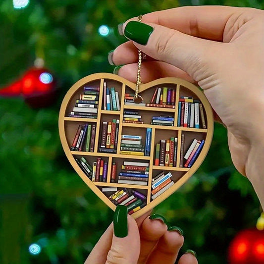 Heart Bookshelf Pendant Hanging Acrylic Ornament