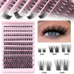 140pcs 8-14mm D Curl Cluster Lash Extensions Soft & Natural False Eyelashes