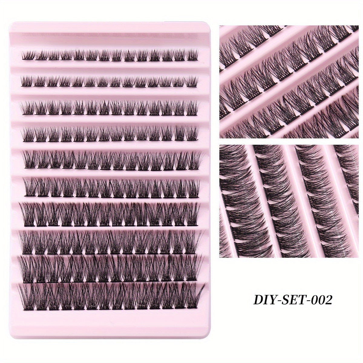 140pcs 8-14mm D Curl Cluster Lash Extensions Soft & Natural False Eyelashes