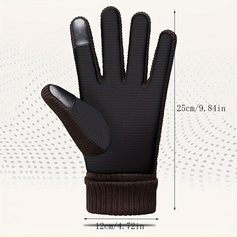 Suede Leather Gloves Winter Warm Cycling Gloves