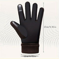 Suede Leather Gloves Winter Warm Cycling Gloves
