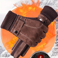 Suede Leather Gloves Winter Warm Cycling Gloves