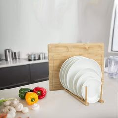 Bamboo Wood Dish Plate Bowl Holder Tableware Drainer Storage Rack