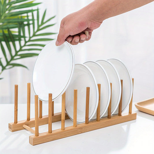 Bamboo Wood Dish Plate Bowl Holder Tableware Drainer Storage Rack