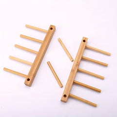 Bamboo Wood Dish Plate Bowl Holder Tableware Drainer Storage Rack