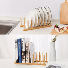 Bamboo Wood Dish Plate Bowl Holder Tableware Drainer Storage Rack