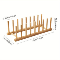 Bamboo Wood Dish Plate Bowl Holder Tableware Drainer Storage Rack