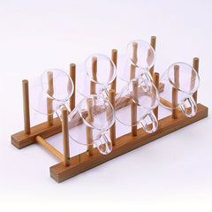Bamboo Wood Dish Plate Bowl Holder Tableware Drainer Storage Rack