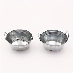 Dollhouse Mini Iron Bucket Laundry Basin Succulent Flower Pot