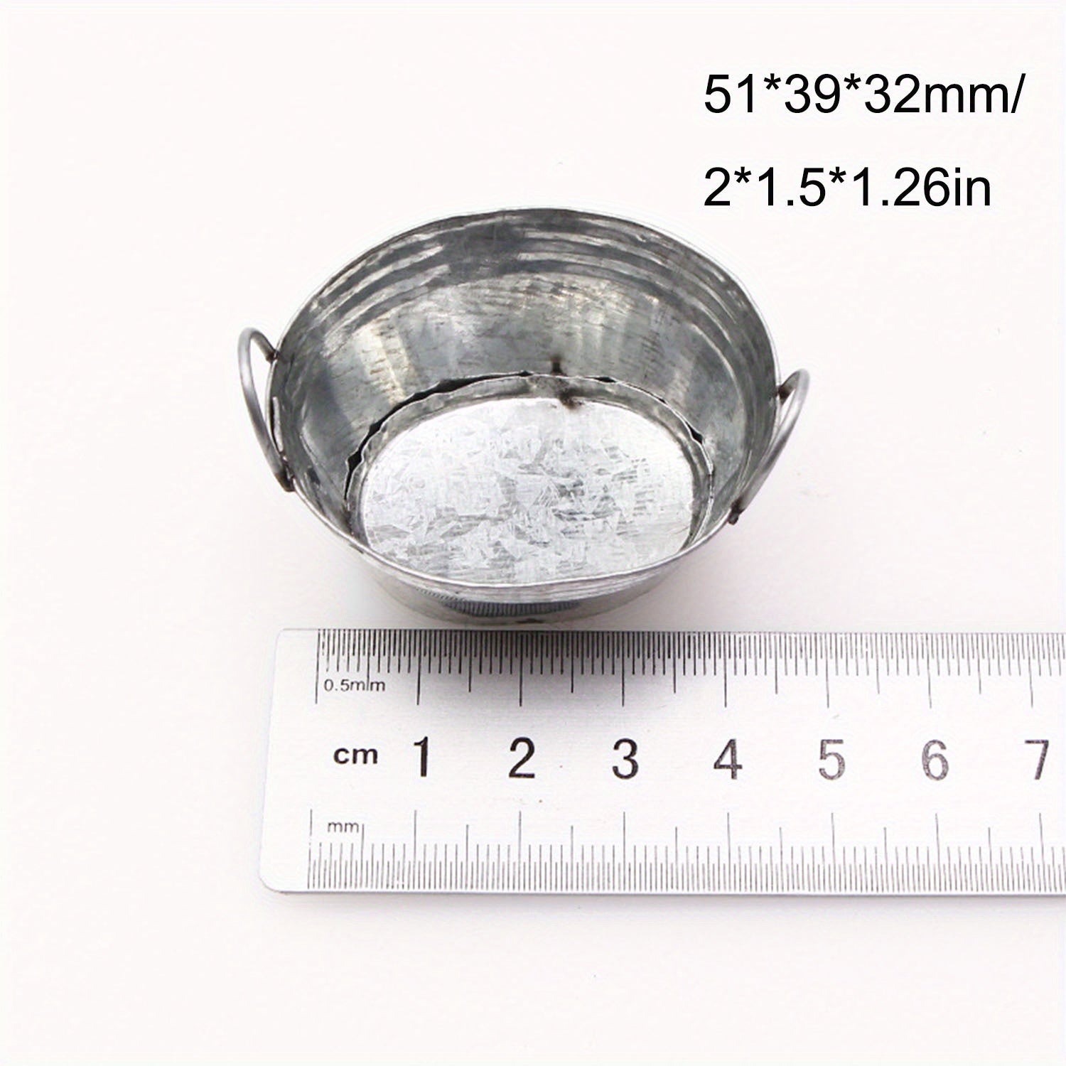 Dollhouse Mini Iron Bucket Laundry Basin Succulent Flower Pot