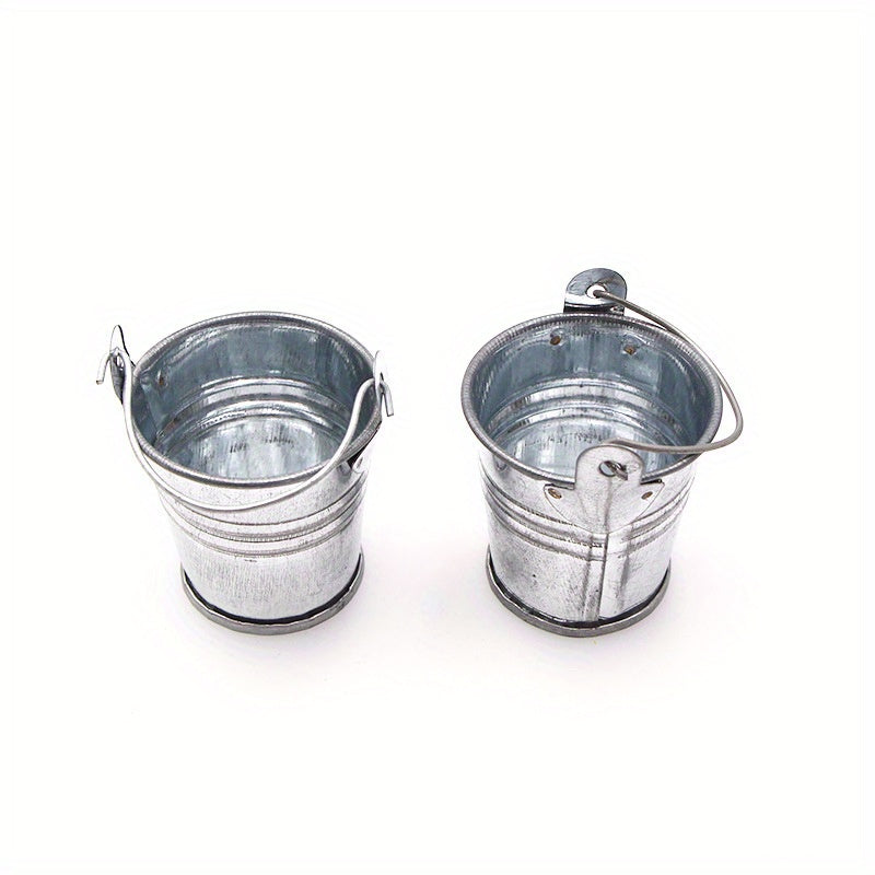 Dollhouse Mini Iron Bucket Laundry Basin Succulent Flower Pot
