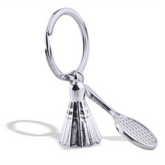 Metal Badminton Keychain Pendant Key Ring Bag Ornament