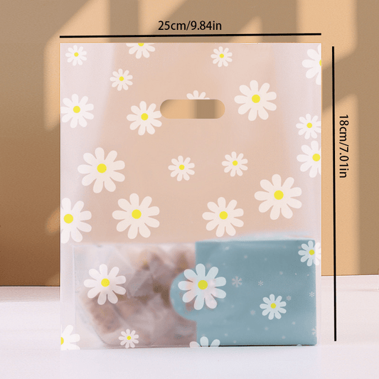 50pcs Die Cut Plastic Merchandise Shopping Bags With Handle Gift Bag