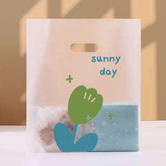 50pcs Die Cut Plastic Merchandise Shopping Bags With Handle Gift Bag