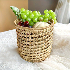 Retro Wooden Woven Pen Holder Desktop Stationery Storage Box
