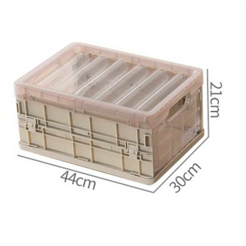 1pc Folding Storage Box Plastic Transparent Storage Cosmetics Clothes Organizing