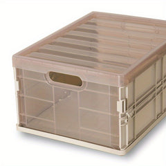 1pc Folding Storage Box Plastic Transparent Storage Cosmetics Clothes Organizing