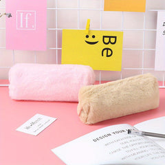 Winter Plush Pencil Case Large Capacity Stationery Storage Bag Zipper Makeup Bag