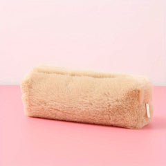 Winter Plush Pencil Case Large Capacity Stationery Storage Bag Zipper Makeup Bag
