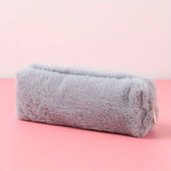 Winter Plush Pencil Case Large Capacity Stationery Storage Bag Zipper Makeup Bag