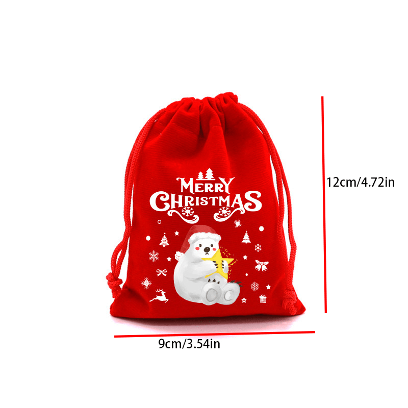 4pcs Christmas Velvet Bags Small Candy Gift Drawstring Pouch Xmas Favor