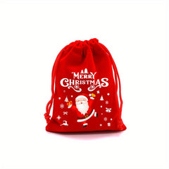 4pcs Christmas Velvet Bags Small Candy Gift Drawstring Pouch Xmas Favor