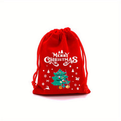 4pcs Christmas Velvet Bags Small Candy Gift Drawstring Pouch Xmas Favor