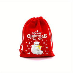 4pcs Christmas Velvet Bags Small Candy Gift Drawstring Pouch Xmas Favor