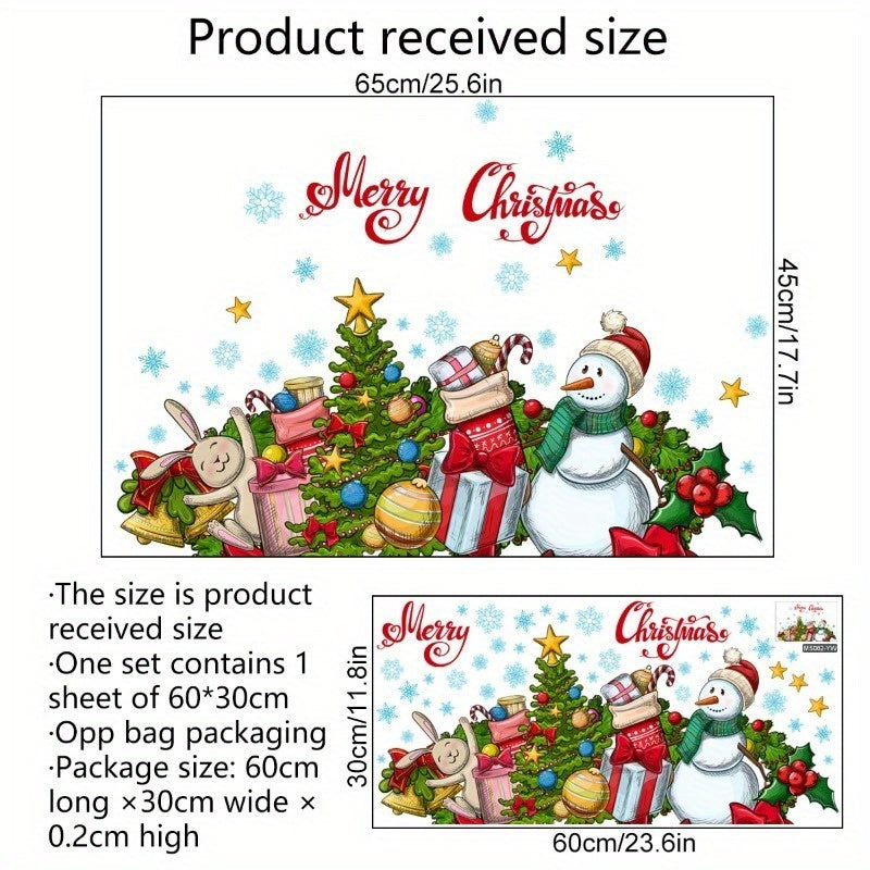 Christmas Snowman Gift Wall Stickers Adhesive Living Room Bedroom Decor