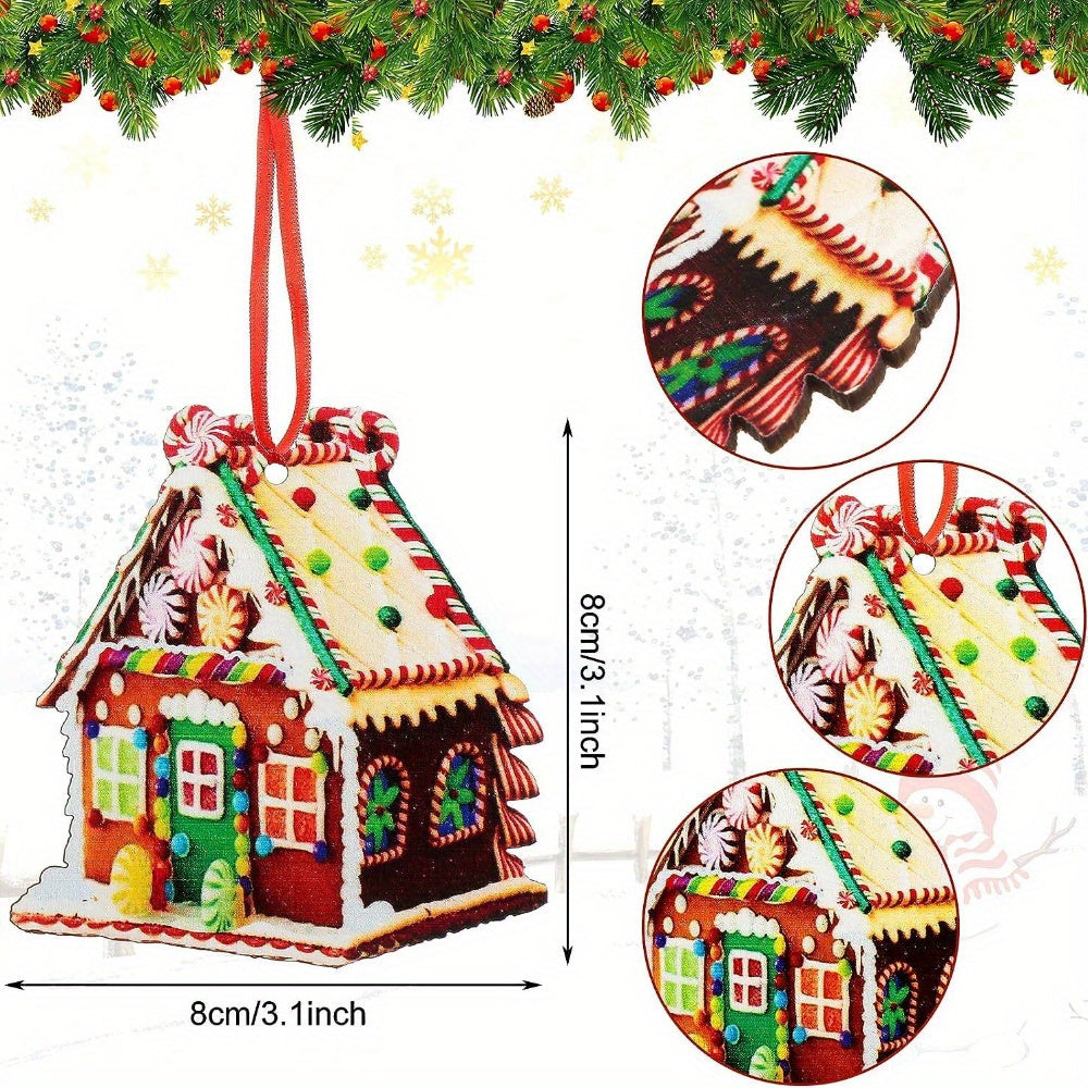 30pcs Gingerbread Wood Christmas Ornaments Hangings Home Decorations