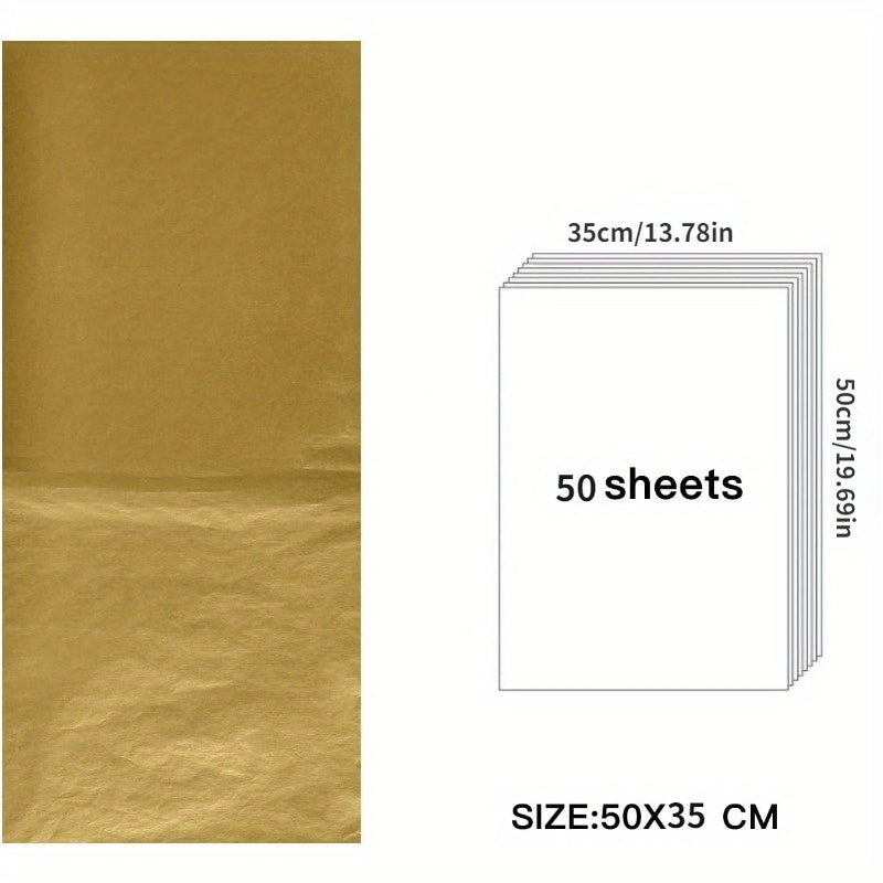 Golden Gift Wrapping Paper for DIY Crafts - 50 Sheets