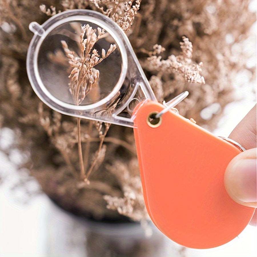 Portable Folding Magnifying Glass Keychain for Outdoor Camping