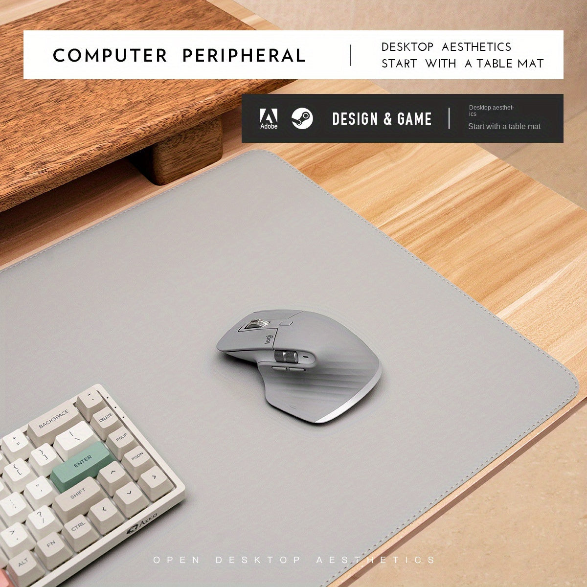 Oversized Faux Leather Mouse Pad for Office