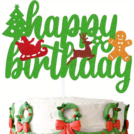 Christmas Birthday Cake Topper Happy Birthday Sign Cake Decorations