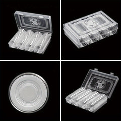 60pcs 41mm Coin Holder Capsules in Silvery Storage Box