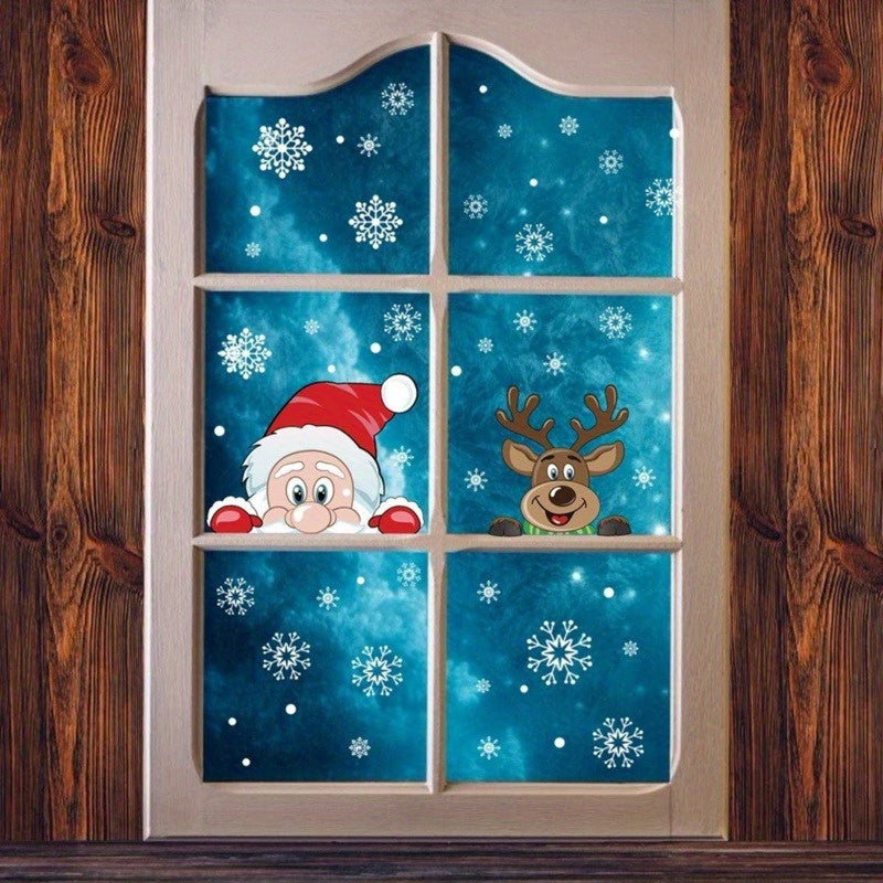 Santa Claus Elk Shop Hotel Christmas Window Glass Sticker