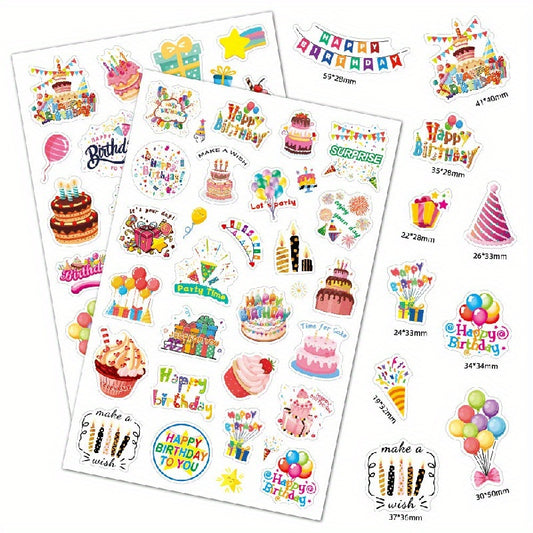 4pcs Happy Birthday Stickers Laser Glitter Cake Party Decoration