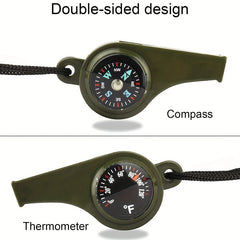 3 In 1 Emergency Survival Whistle Compass Thermometer Outdoor Sports Camping