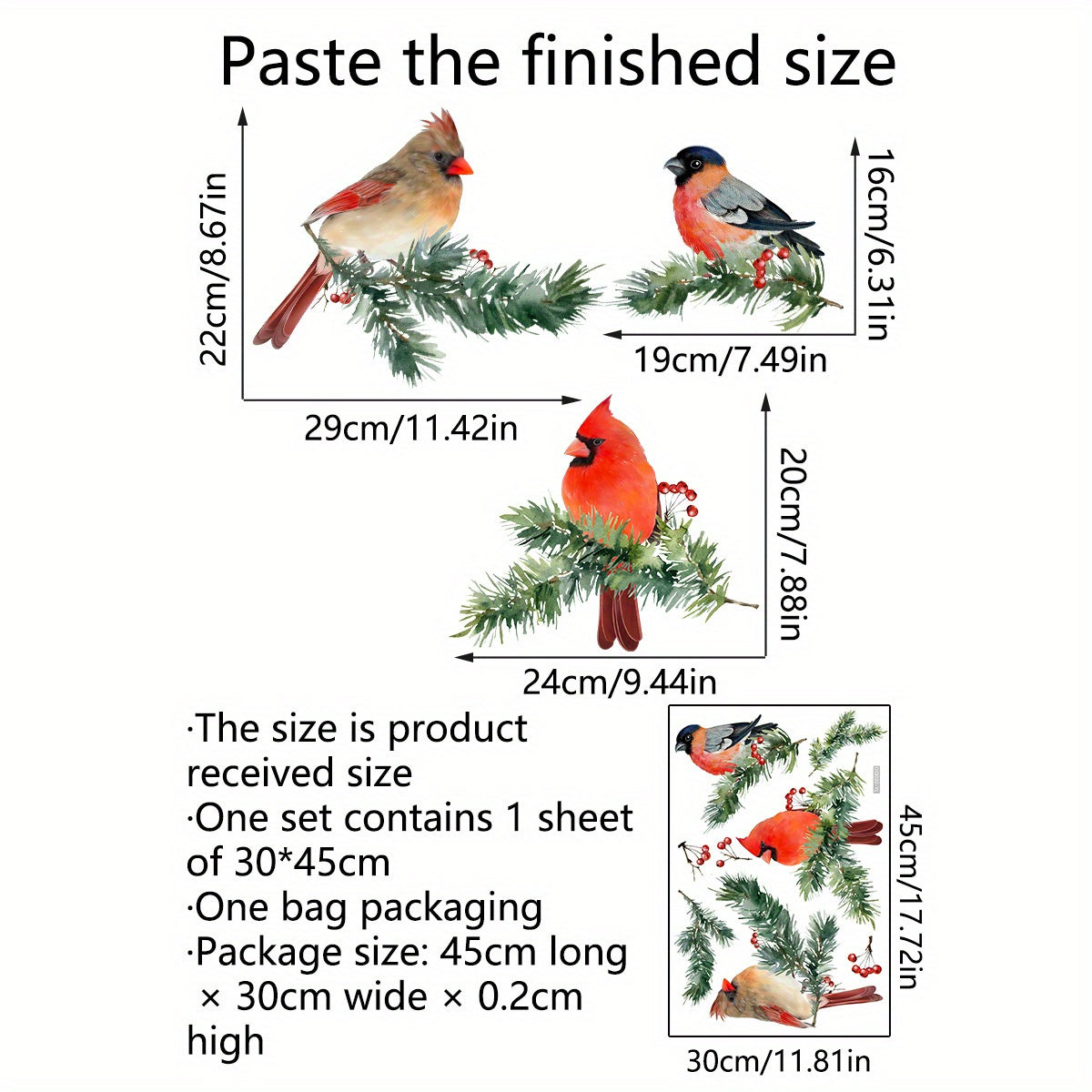 Three Birds Window Sticker Wall Decoration Self-adhesive