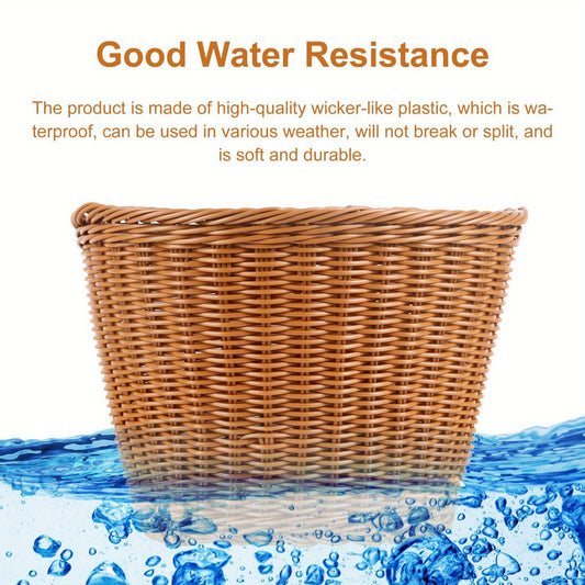 Woven Bike Basket D Shaped Front Basket With 2 Leather Straps