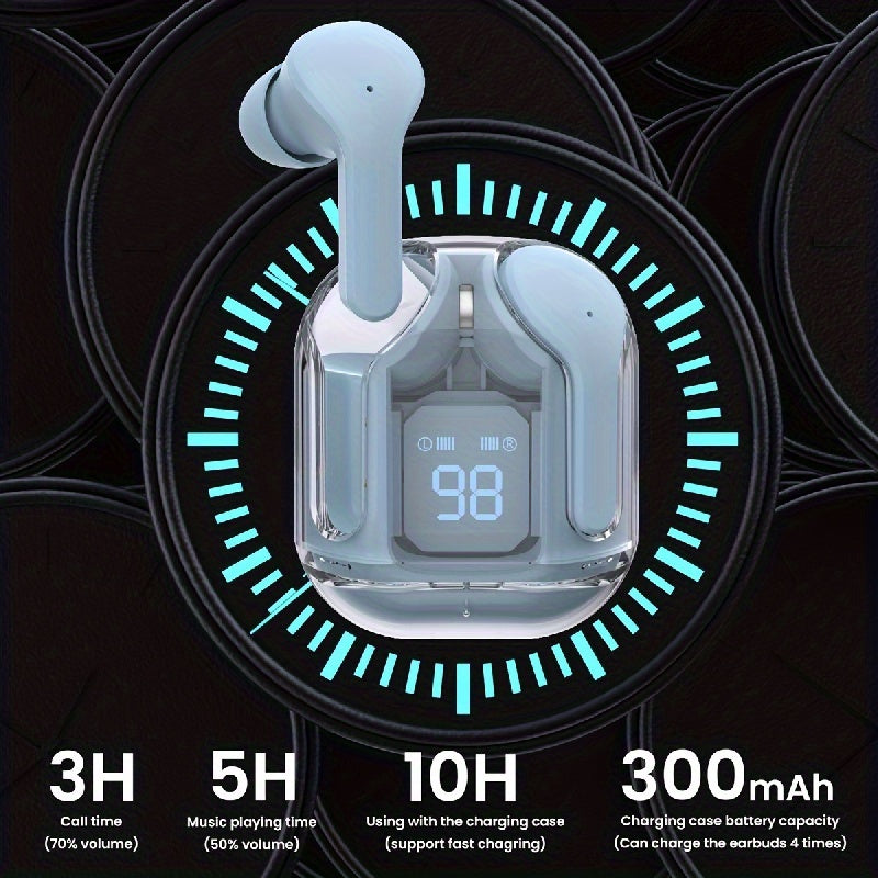 Wireless Stereo Earbuds Transparent TWS Silicone In ear For Smartphones
