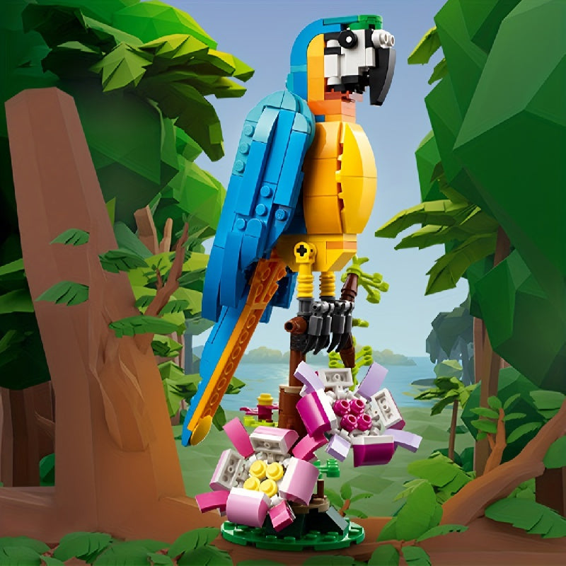 Rose Flower Parrot Building Blocks Set Animal Play Toy Xmas Gift