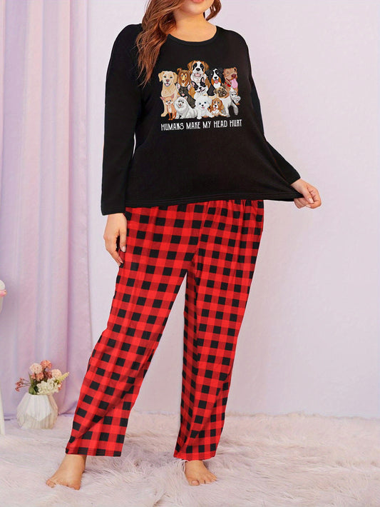  Dogs & Letter Print Pajamas Set