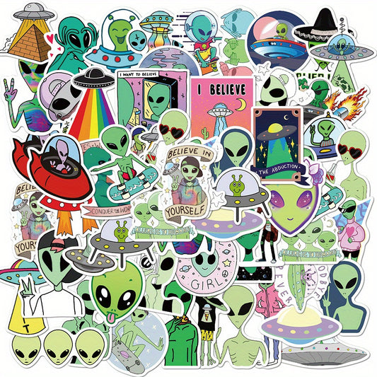 50pcs Alien Stickers Reusable Decals for Laptops Water Bottles Phones